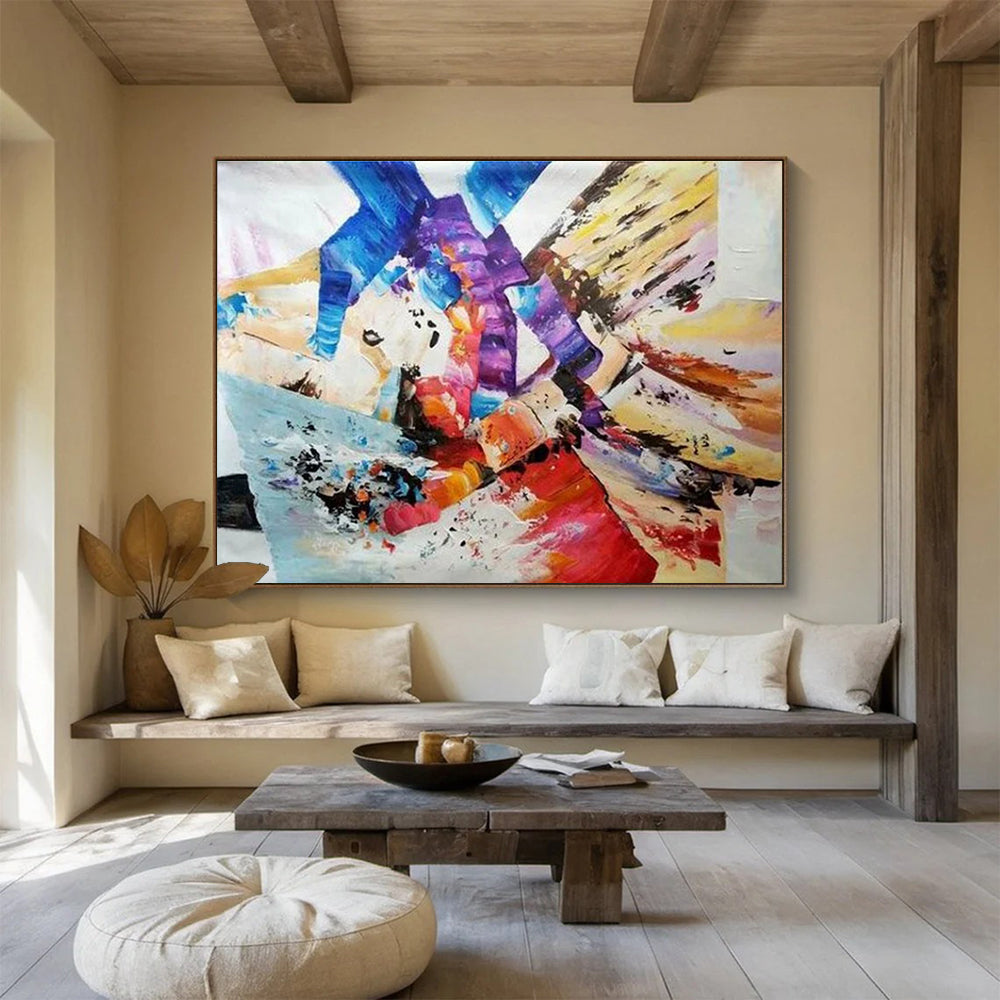 Colorful Geometric Abstract Painting for Modern Interior Design Showrooms YHT283