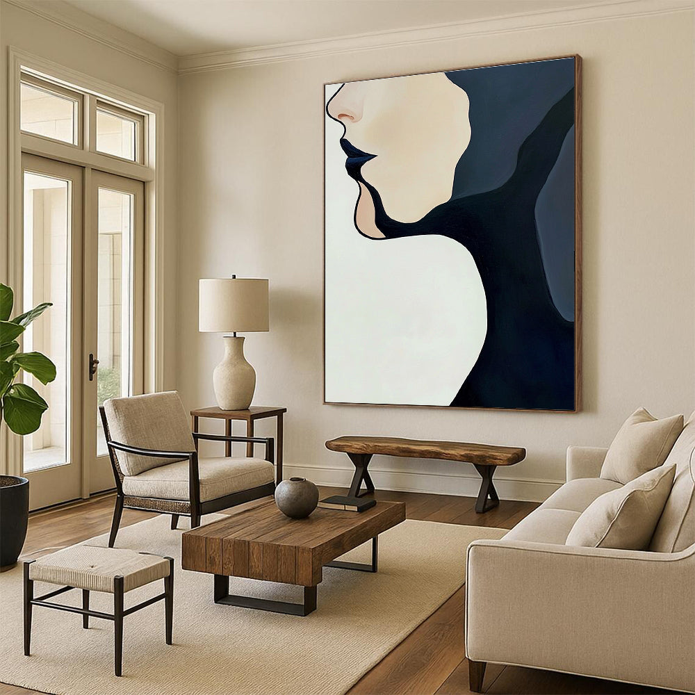Minimalist Face Profile Abstract Painting with Clean Lines GAB0059