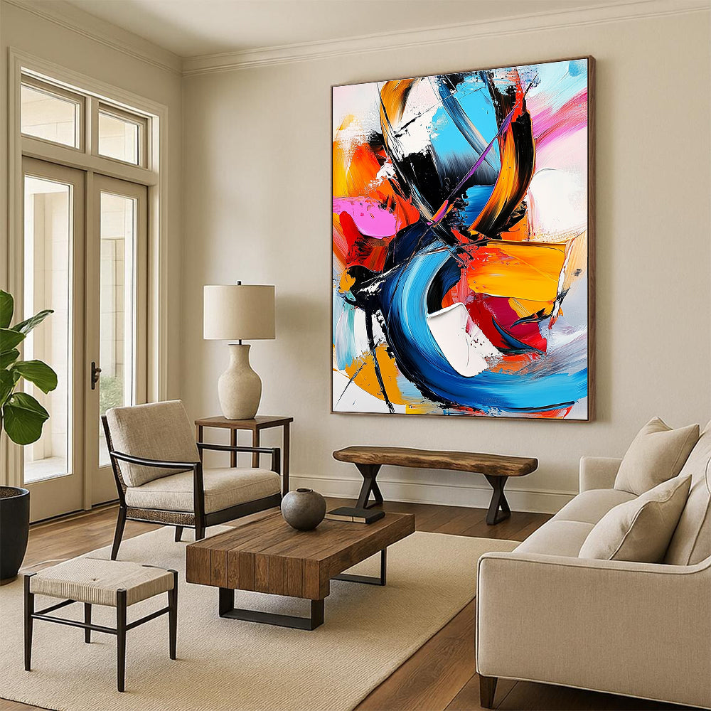 Vibrant Color Fusion Abstract Painting for Creative Coworking Spaces GAB0855