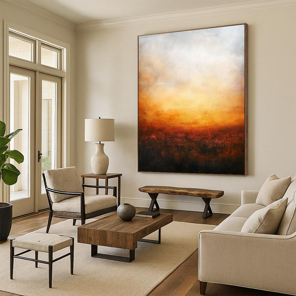 Warm Horizon Abstract Painting for Cozy - Styled Lounges GAB1064