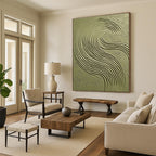 Green Wavy Textured Art Organic Abstract Painting for Nature - Inspired Interiors GAB1404