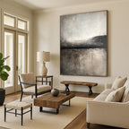 Monochrome Lake Abstract - Minimalist Landscape Abstract Art GAB0515