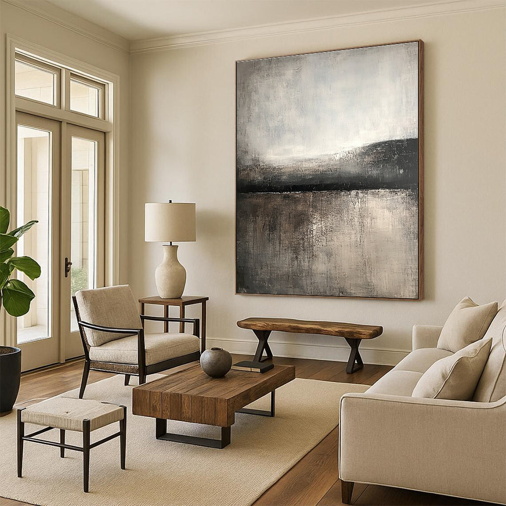 Monochrome Lake Abstract - Minimalist Landscape Abstract Art GAB0515