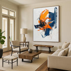 Orange - Blue Abstract Swirls Painting with Vibrant Dynamics WINK445