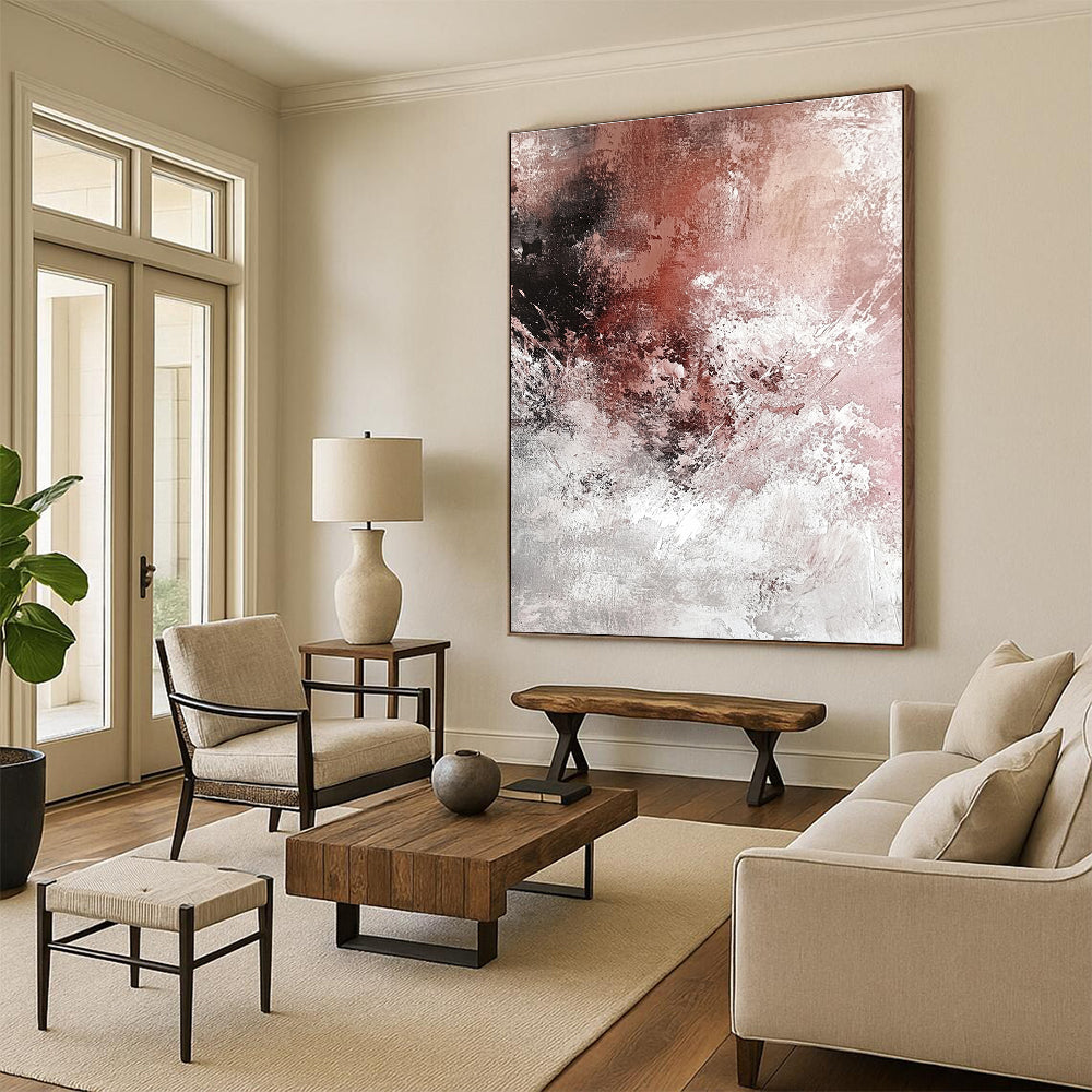 Pink and Gray Abstract Painting for Romantic - Styled Boutiques GAB1093