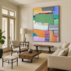 Playful Geometric Color Blocks Abstract Painting for Modern Interiors HENG262