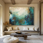 Teal Abstract Blend Painting for Modern Beachfront Hotels YHT369
