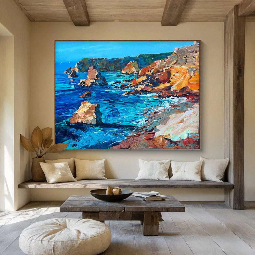 Coastal Rocks Abstract Painting for Seaside Home Living Rooms YHT454