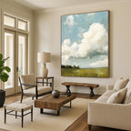 Cloudy Field Abstract Painting for Minimalist Farmhouse Decor GAB1289