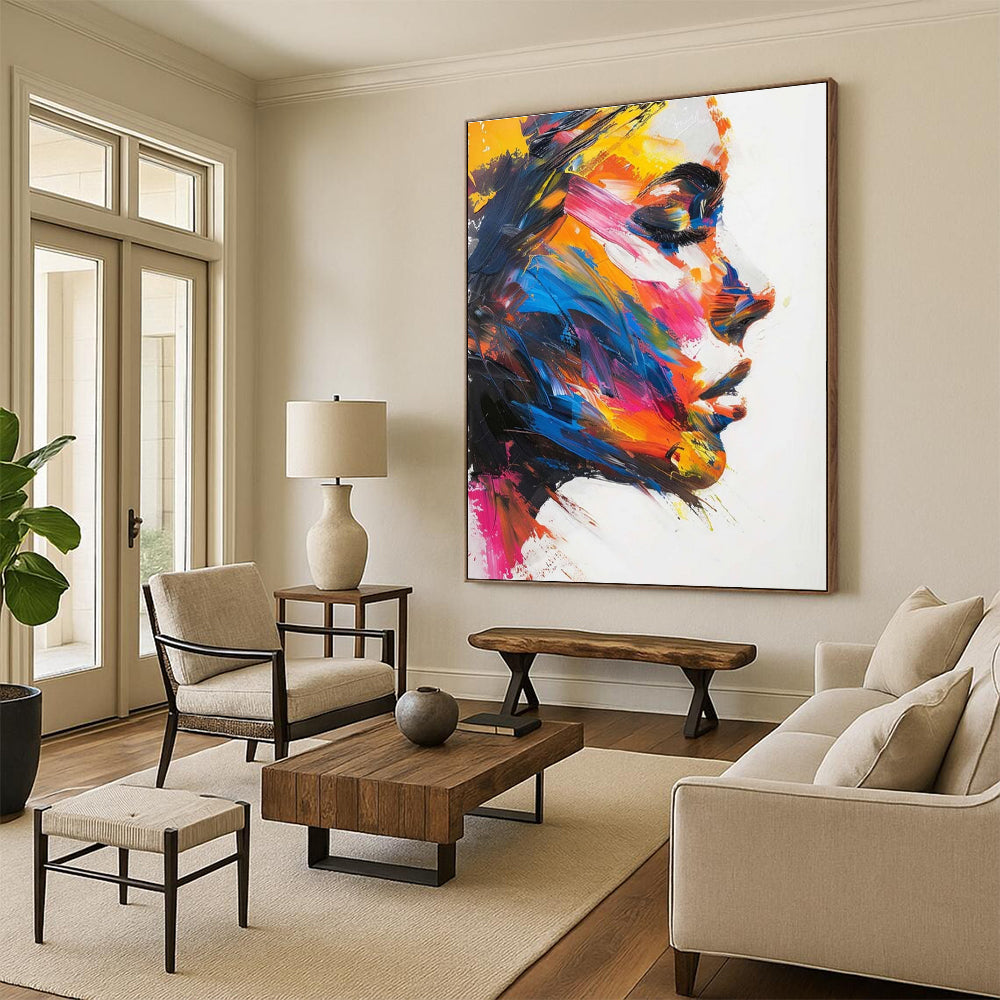 Colorful Portrait Abstract Painting for Creative Agency Meeting Rooms HENG089