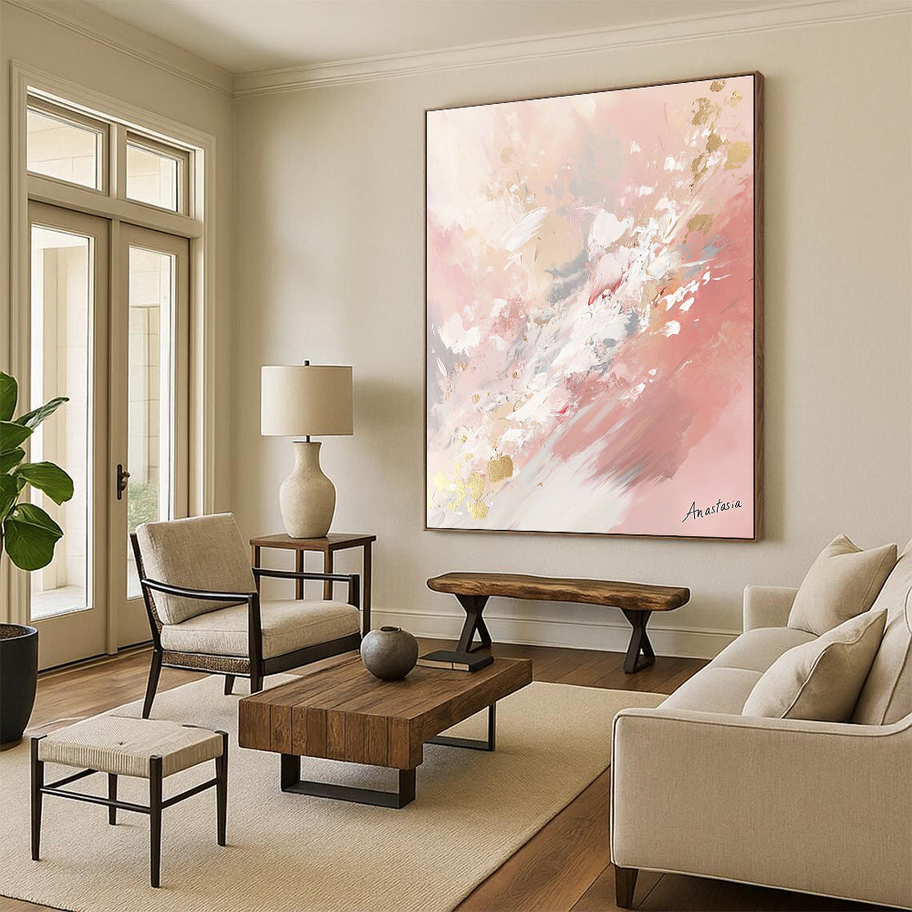 Pink and Gold Abstract Elegant Abstract Painting GAB0361