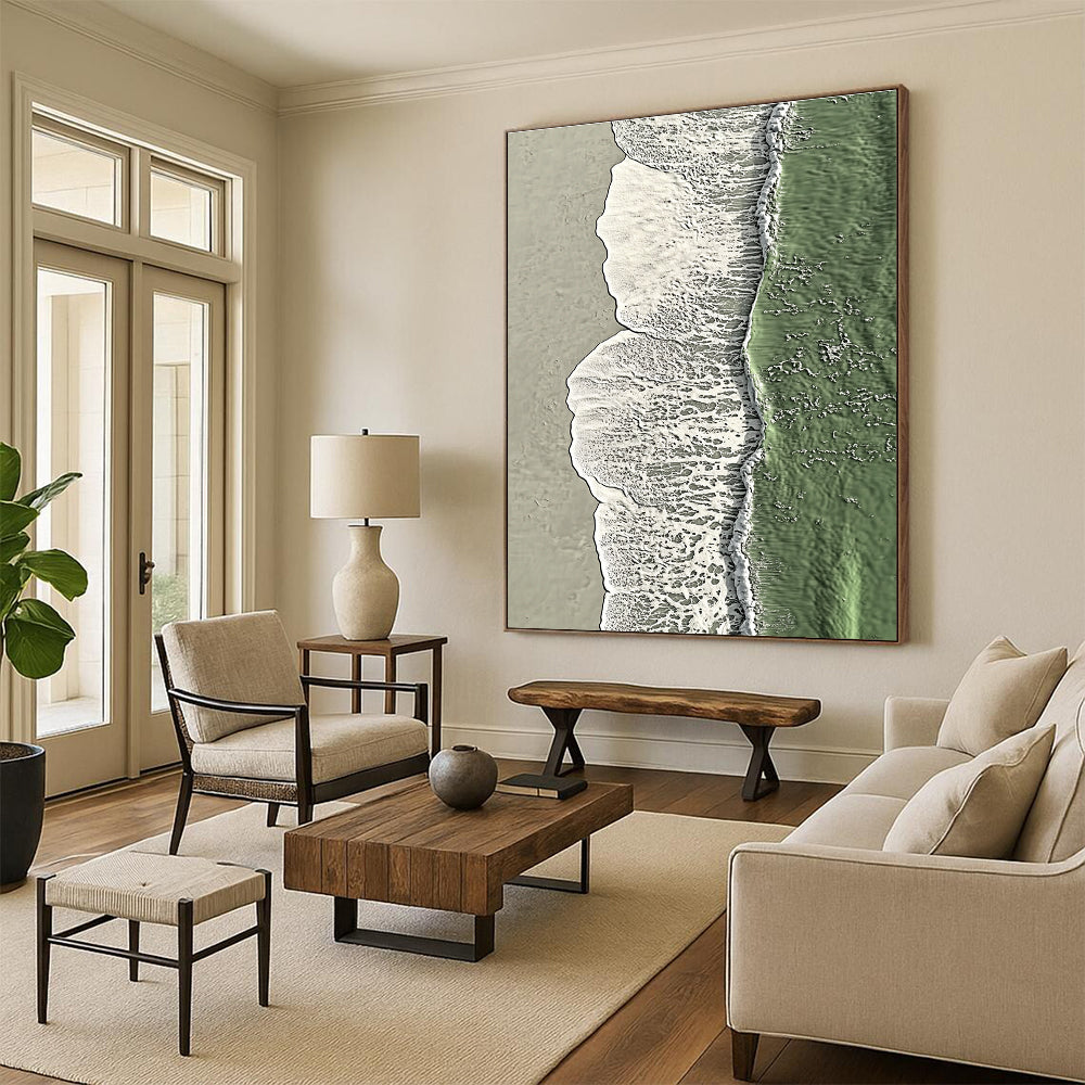 Green Ocean Aerial Contemporary Coastal Abstract Painting GAB0315