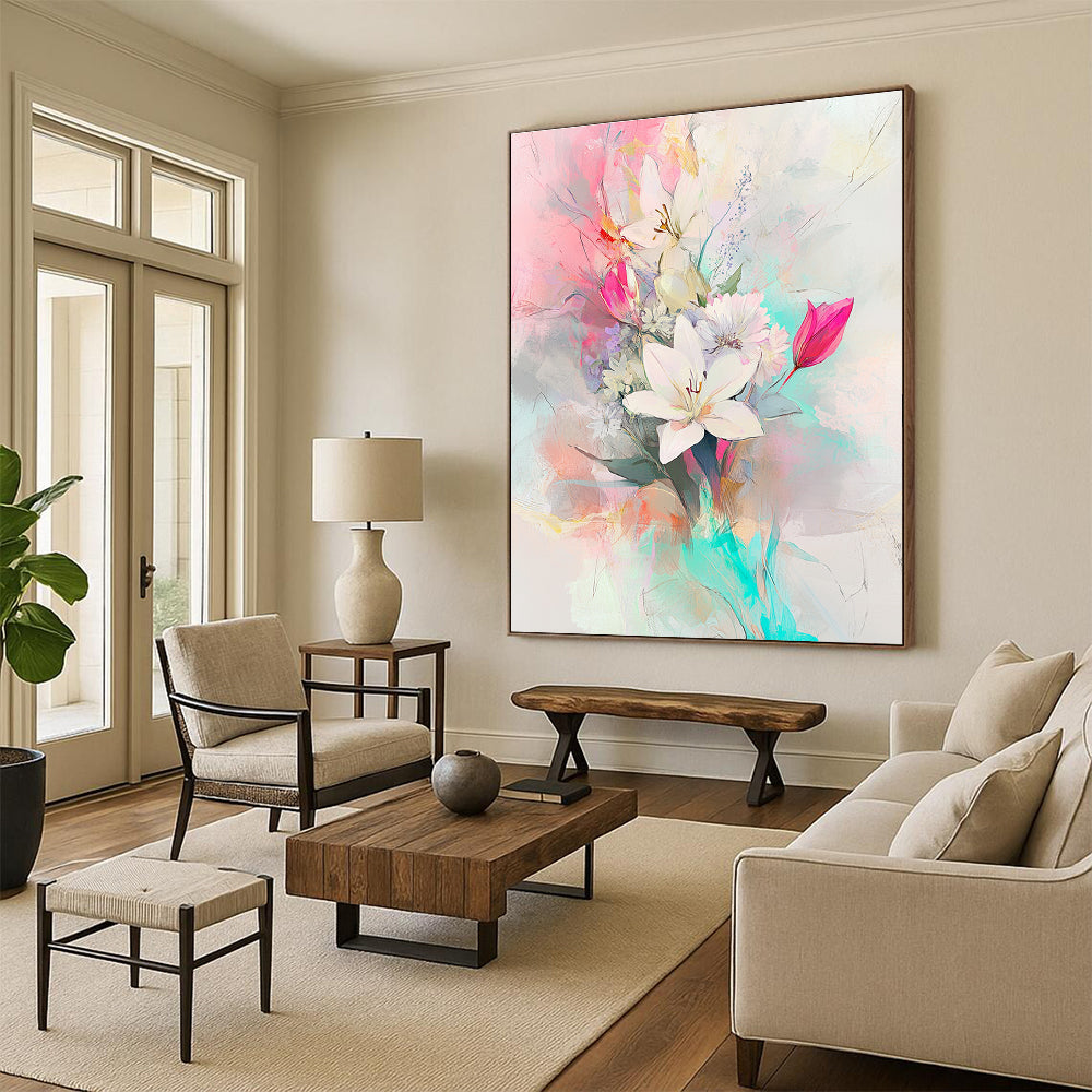 Colorful Floral Bouquet Abstract Painting for Bohemian - Style Cafes GAB1273
