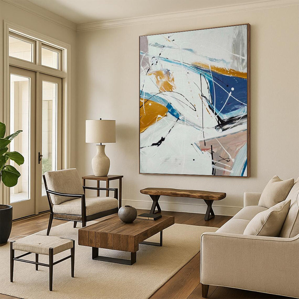 Energetic Abstract Lines Abstract Painting for Advertising Agency Meeting Rooms HENG049