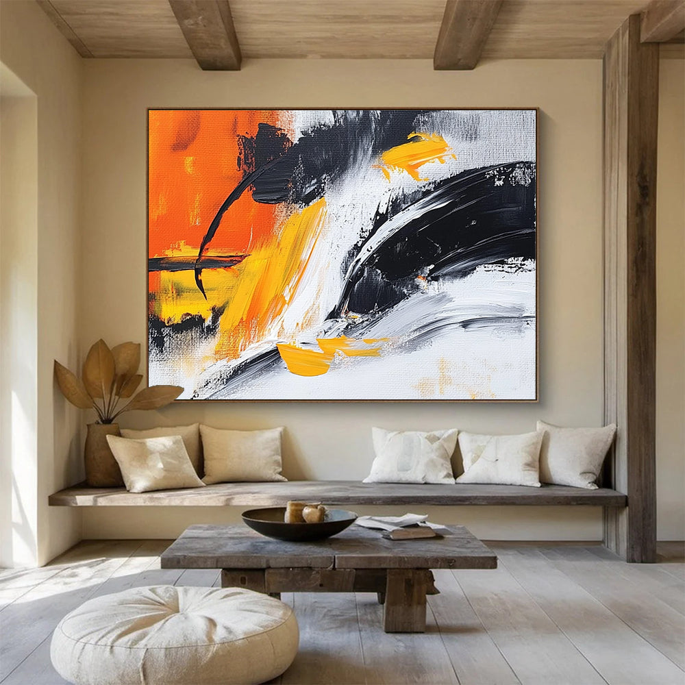 Orange and Black Dynamic Abstract Painting ABS301