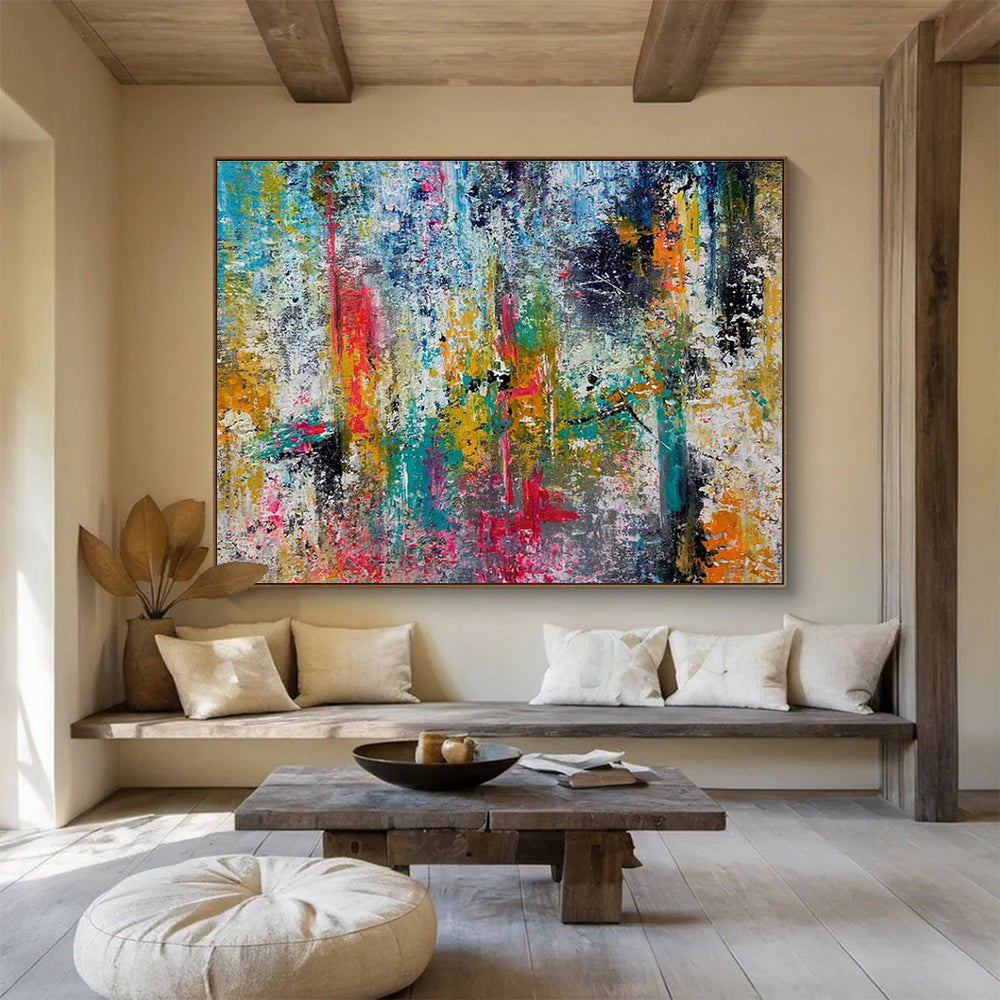 Colorful Abstract Splash Painting for Vibrant Living Rooms YHT330
