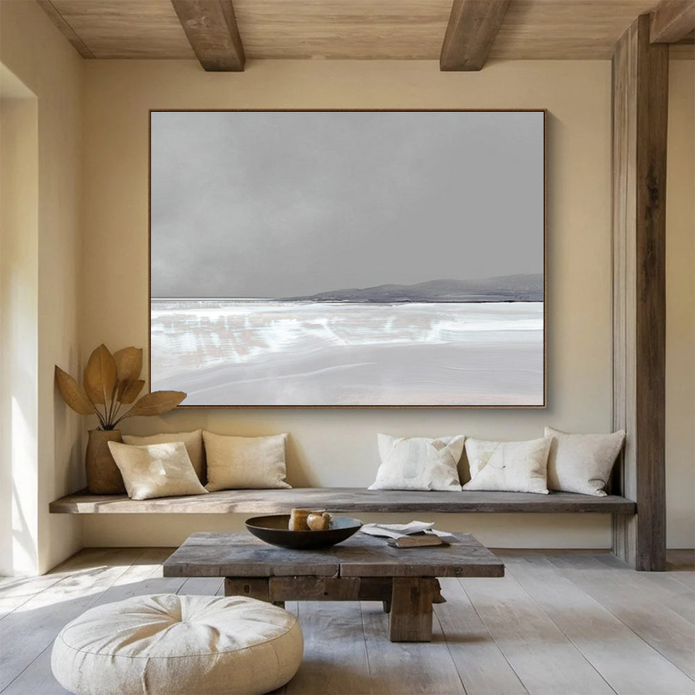 Pale Landscape Abstract Painting for Neutral - Toned Spaces YHT137