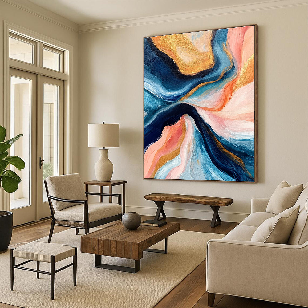 Colorful Flowing Abstract Painting for Art Deco - Styled Lounges GAB1125