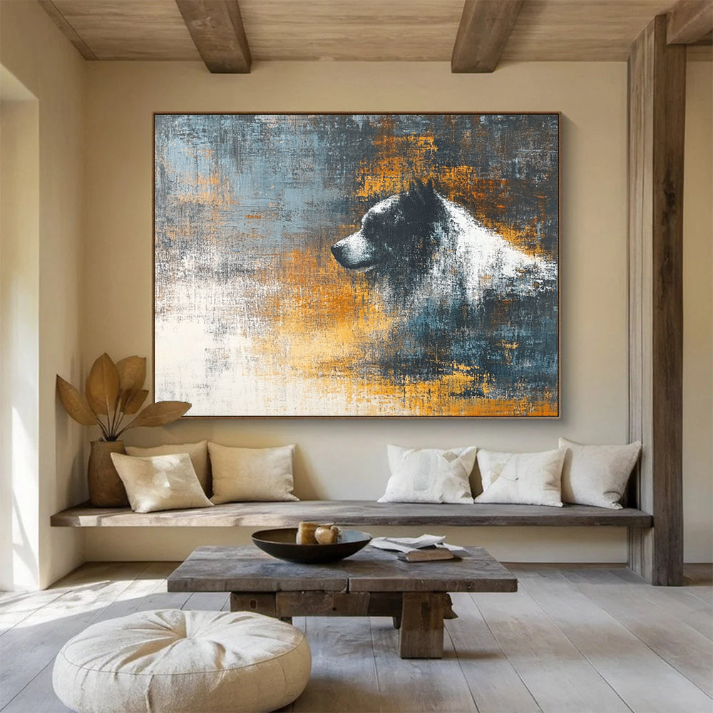 Dog Silhouette Abstract Painting with Textured Background ABS280