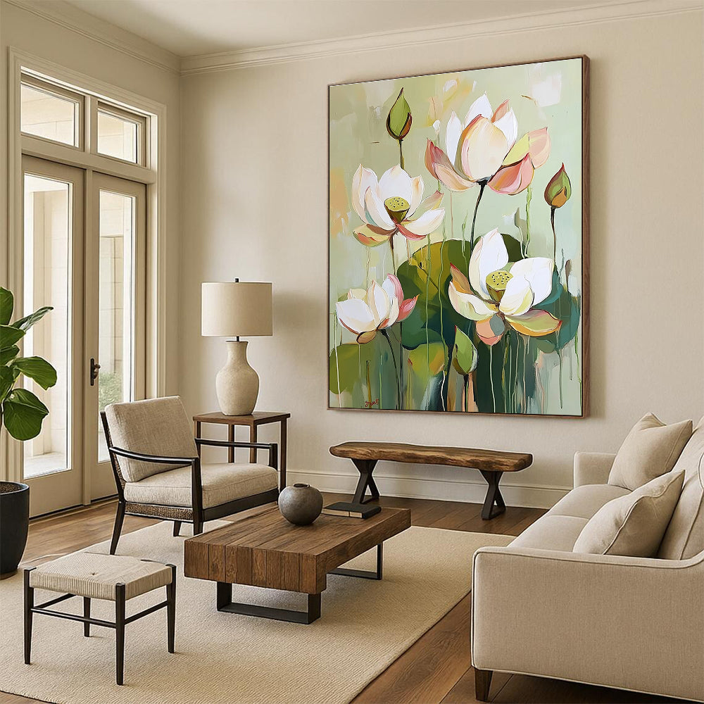 Lotus Flower Abstract Painting for Zen Gardens GAB0778