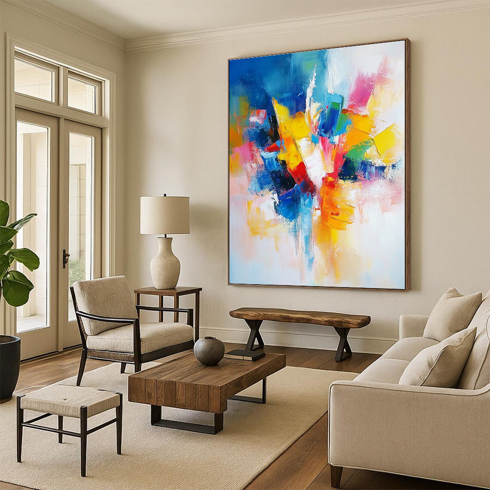 Vivid Color Block Abstract Painting with Bold Combinations WINK576