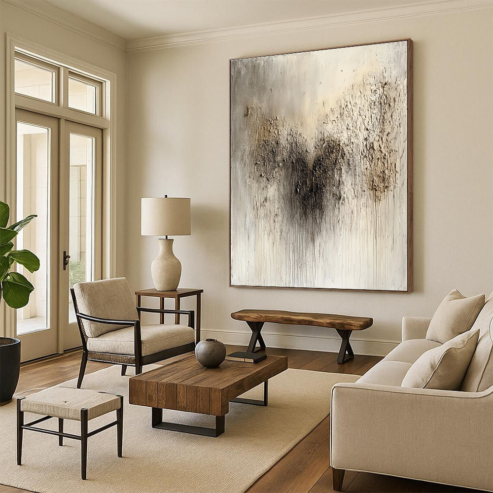 Textured Neutral Abstract Painting for Industrial - Style Lofts GAB1007