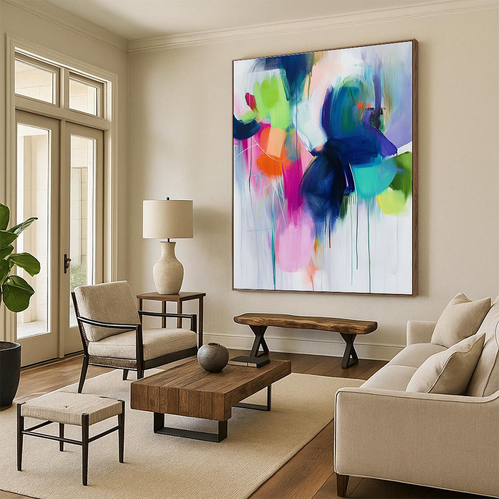 Bright Color Fusion Abstract Painting for Art - Filled Cafes GAB0842