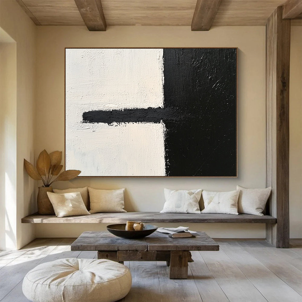 Minimalist Black and White Abstract Painting ABS300