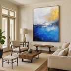 Blue and Gold Abstract Painting with Ocean - Inspired Grace WINK310