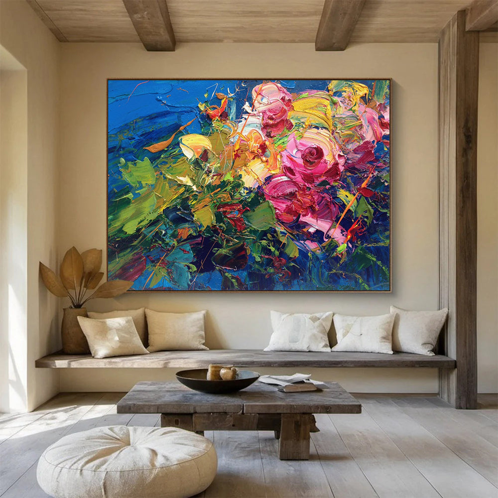 Colorful Floral Abstract Painting for Luxury Hotel Suites YHT470