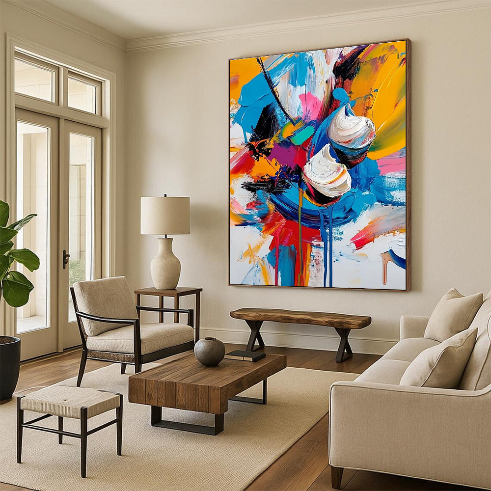 Colorful Abstract Blooms Painting for Vibrant Kitchens GAB0757