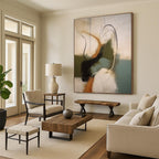 Abstract with Curved Lines in Earthy Tones Painting for Bohemian - Styled Bedrooms HENG365