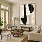 Black and White Abstract Shapes Abstract Painting for Monochrome Office Spaces GAB1372