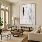Black and White Sketch Abstract Painting of Minimalist Lines GAB0117