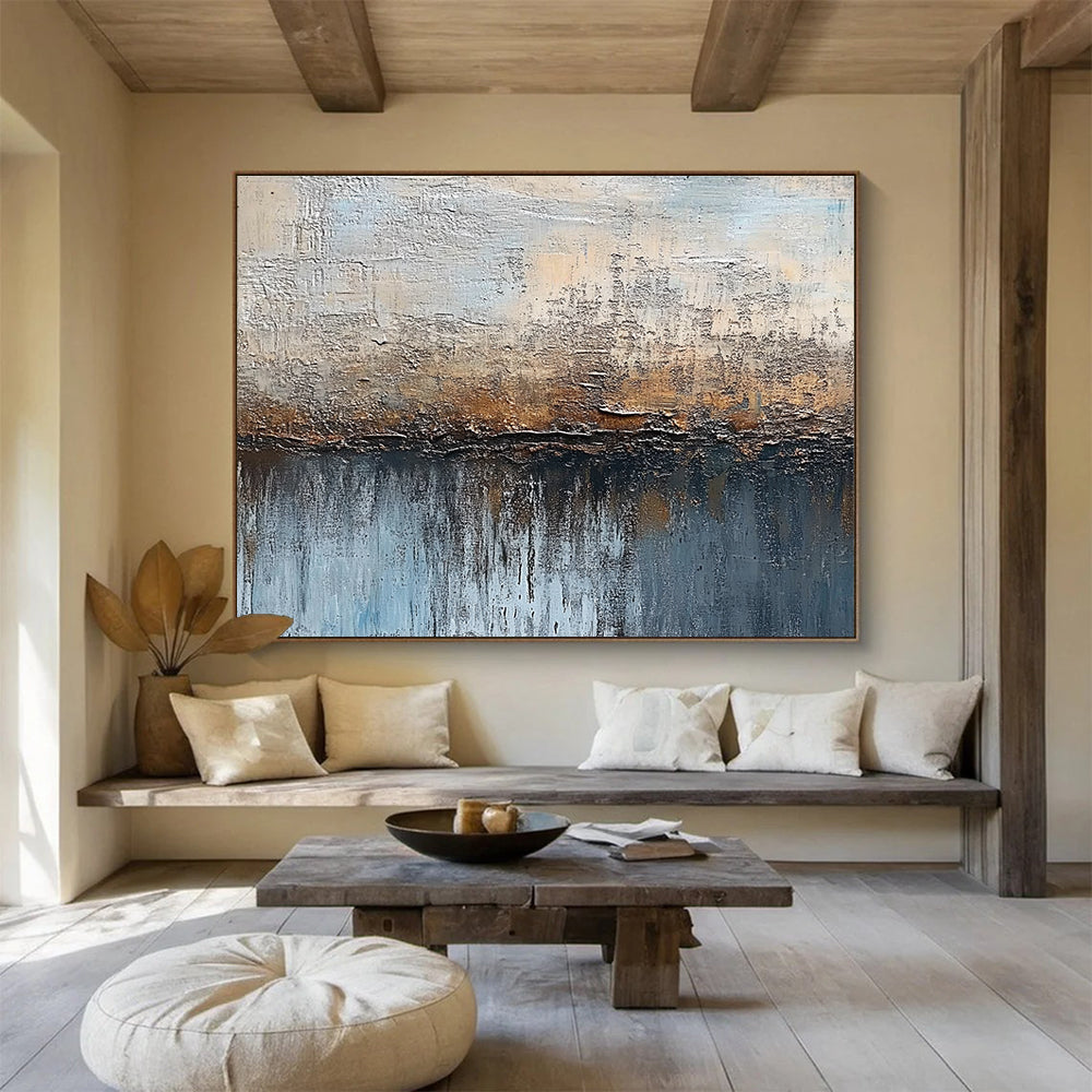 Textured Coastal Impression with Earthy Tones Abstract Painting ABS315