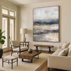 Gray and Blue Sea Abstract Painting for Coastal - Inspired Homes GAB0976