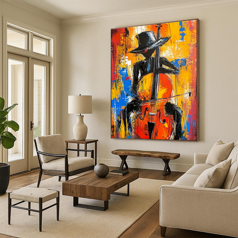 Jazz Musician Silhouette - Vivid Colorful Abstract Painting GAB0420