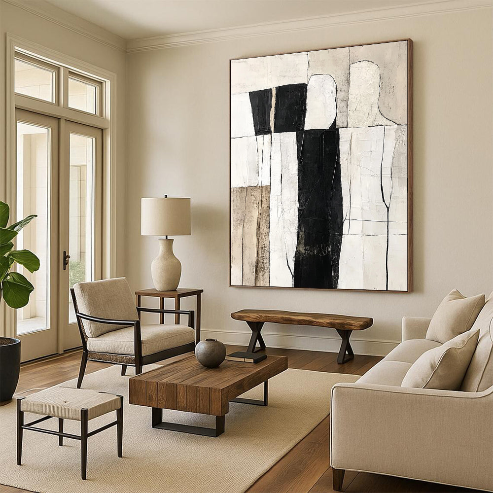 Monochrome - Figure Abstract Painting for Modern Art Studios GAB0869