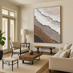 Layered Textile - Like Abstract in Neutral Tones Painting for Eclectic Interiors HENG344