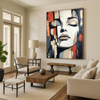 Abstract Face with Closed Eyes Painting of Serene Contemplation GAB0125