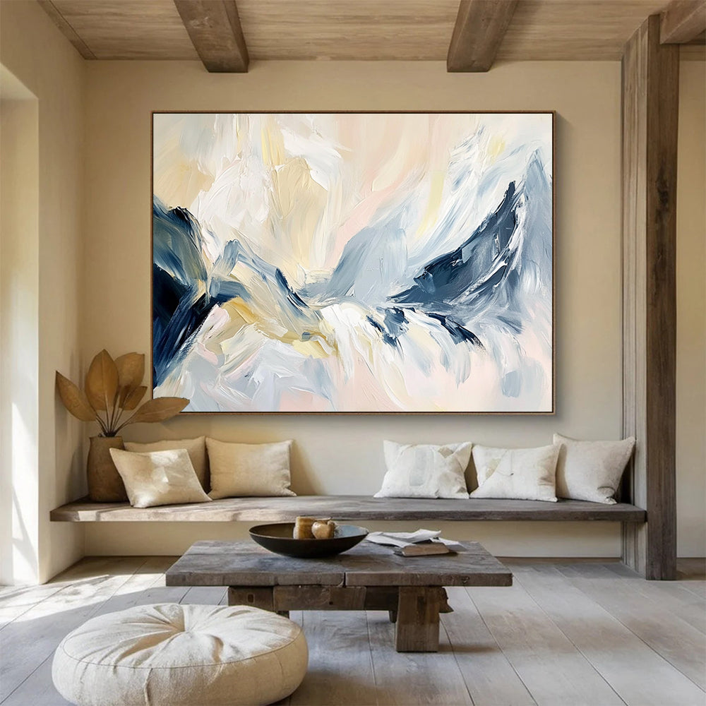 Soft Color Mountain Abstract with Gentle Brushstrokes Abstract Painting ABS358