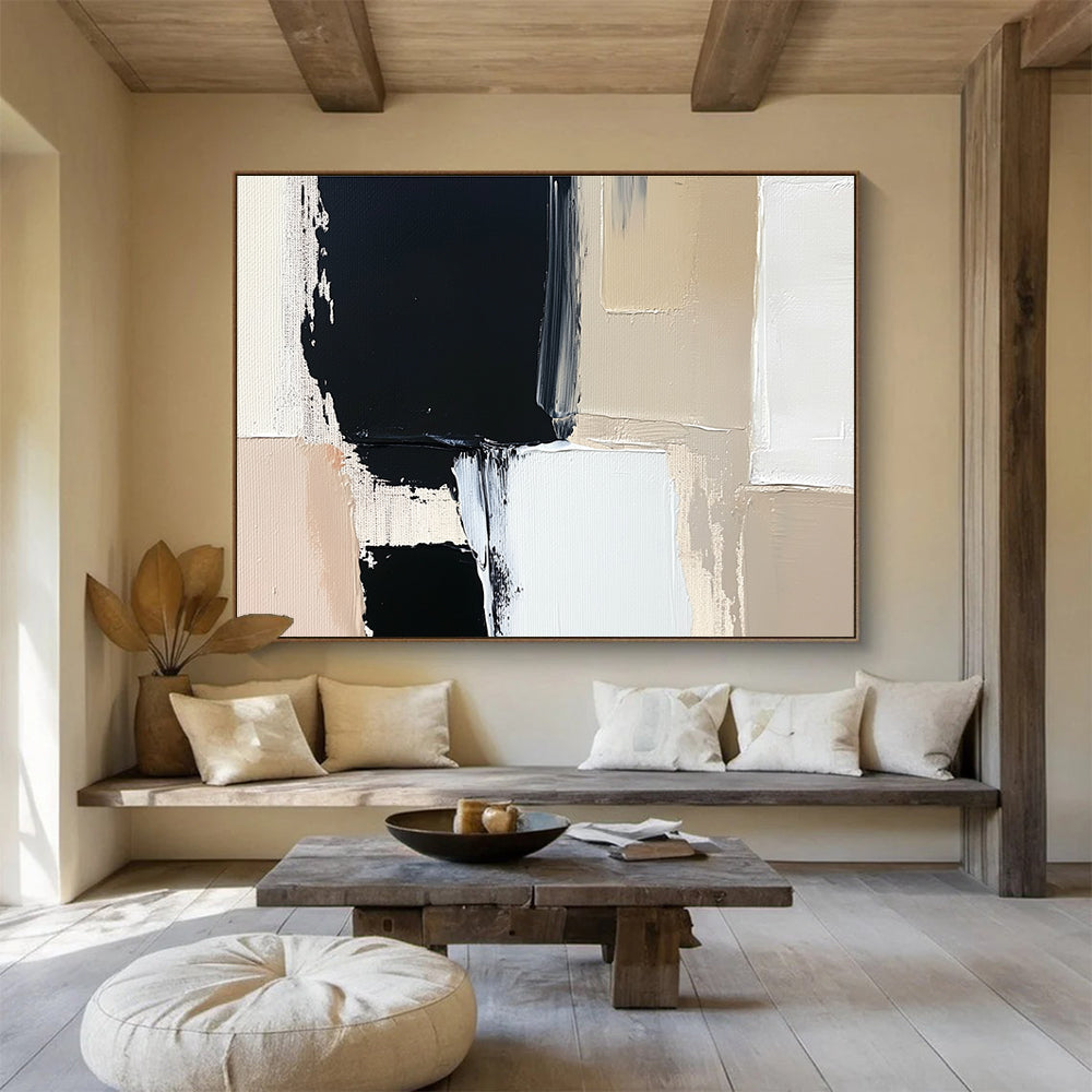 Geometric Color Blocks: Crisp Shapes in Neutral Tones Abstract Painting ABS174