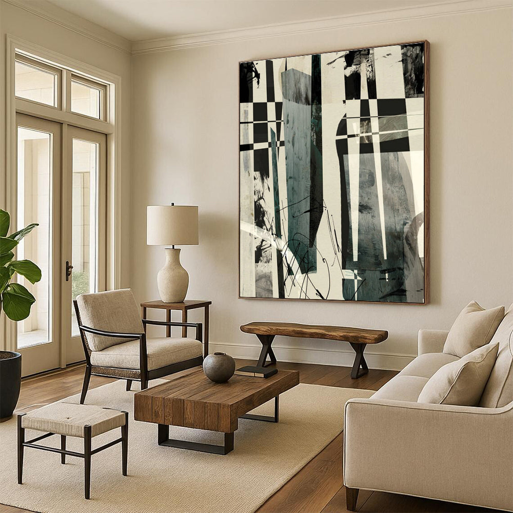 Checkered Abstract Composition Painting for Urban - Style Lofts HENG218
