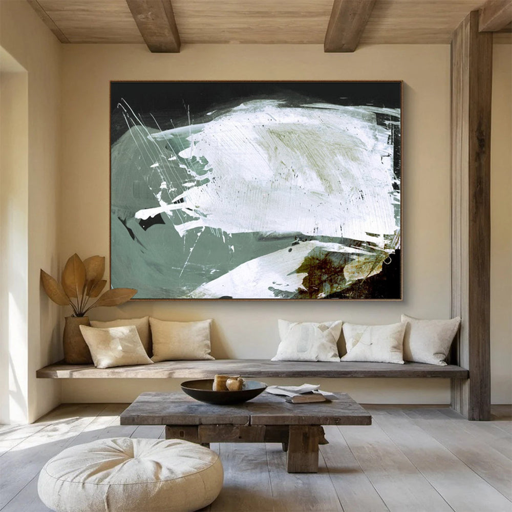 Bold White - Grey Abstract Painting for Contemporary Galleries YHT133