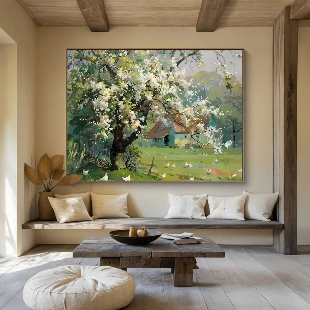Spring Farmhouse Abstract Painting for Rustic Kitchen Decor YHT215