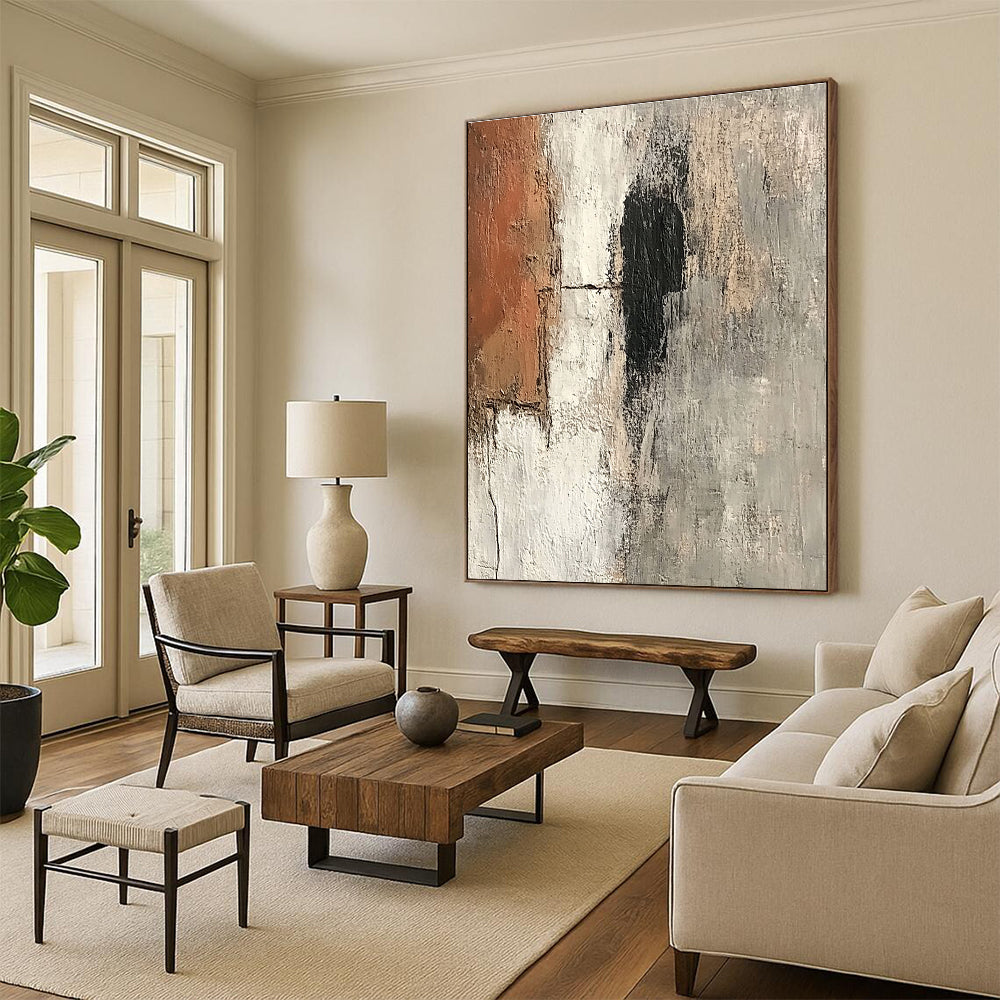 Neutral Textured Abstract Painting with Understated Complexity WINK586