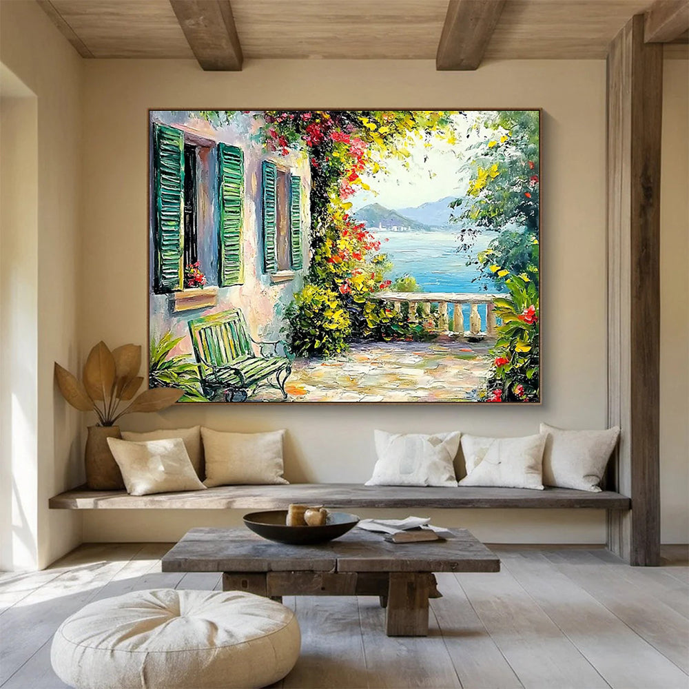 Coastal Villa Abstract Painting for Mediterranean - Style Resorts YHT415