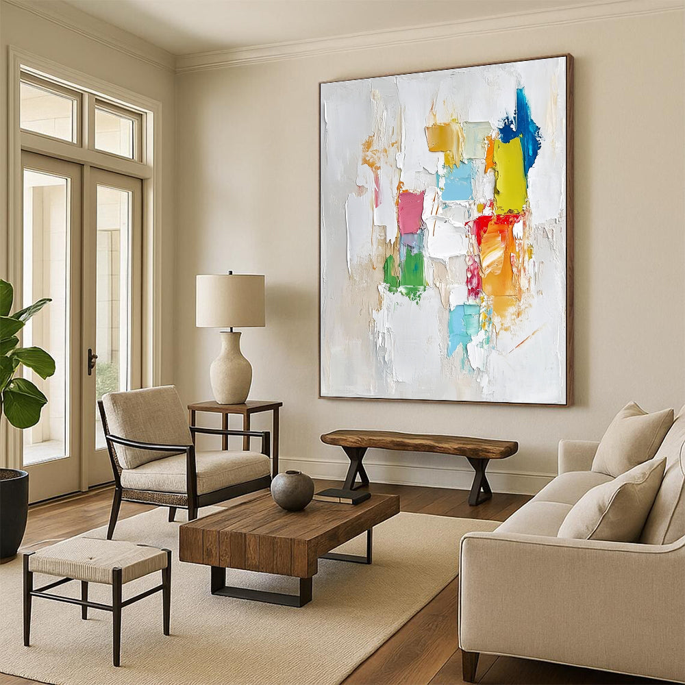 Colorful Patchwork Abstract Painting with Joyful Diversity WINK479