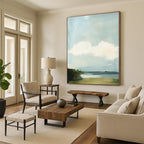 Serene Sky and Sea Abstract Painting for Coastal Home Decor GAB1290