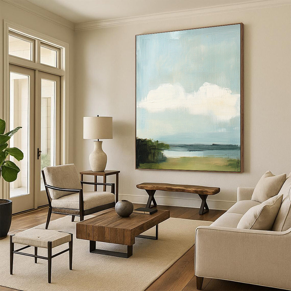 Serene Sky and Sea Abstract Painting for Coastal Home Decor GAB1290